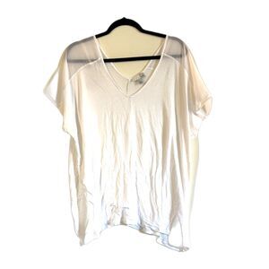 14th & Union White Mesh Shoulder Top Viscose Rayon Sz XL
